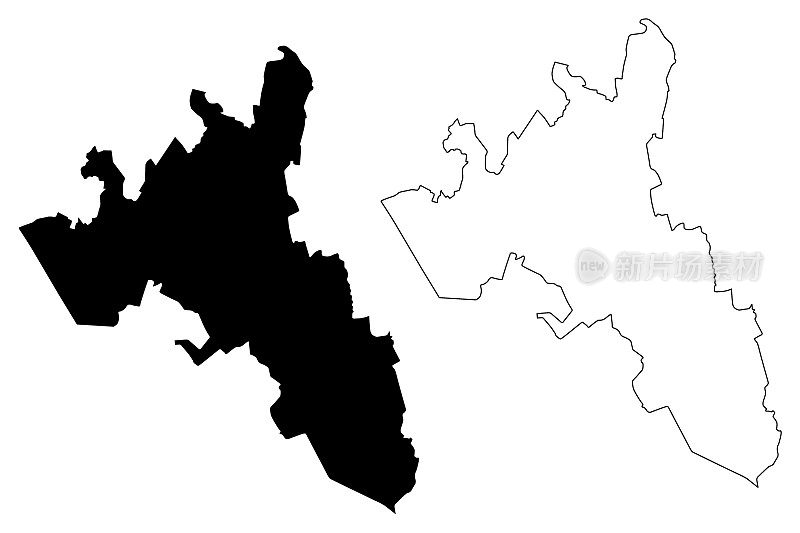 纳库鲁县(肯尼亚共和国，裂谷省)地图矢量图，手绘纳库鲁地图