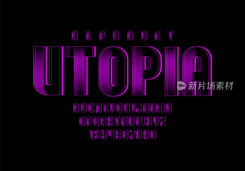 紫色技术字体、数字字母、字母(A、B、C、D、E、F、G、H、I、J、K、L、M、N、O、P、Q、R、S、T、U、V、W、X、Y、Z)和数字(0、1、2、3、4、5、6、7、8、9)矢量插图10EPS