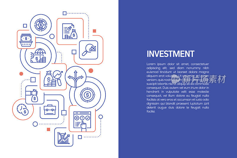 投资概念，矢量插图投资与图标