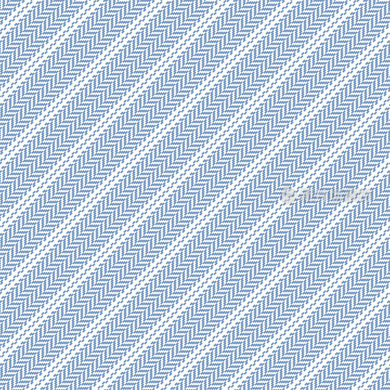 条纹图案纹理背景在蓝色和白色。无缝人字形斜线图形适用于春夏秋冬的连衣裙、裙子、衬衫、睡衣或其他现代时尚的纺织印花。