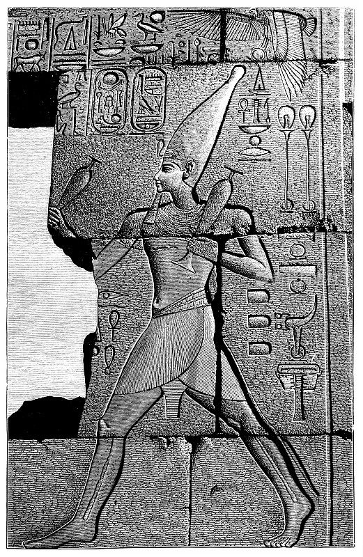这幅浮雕描绘的是女神伊希斯和法老塞提一世