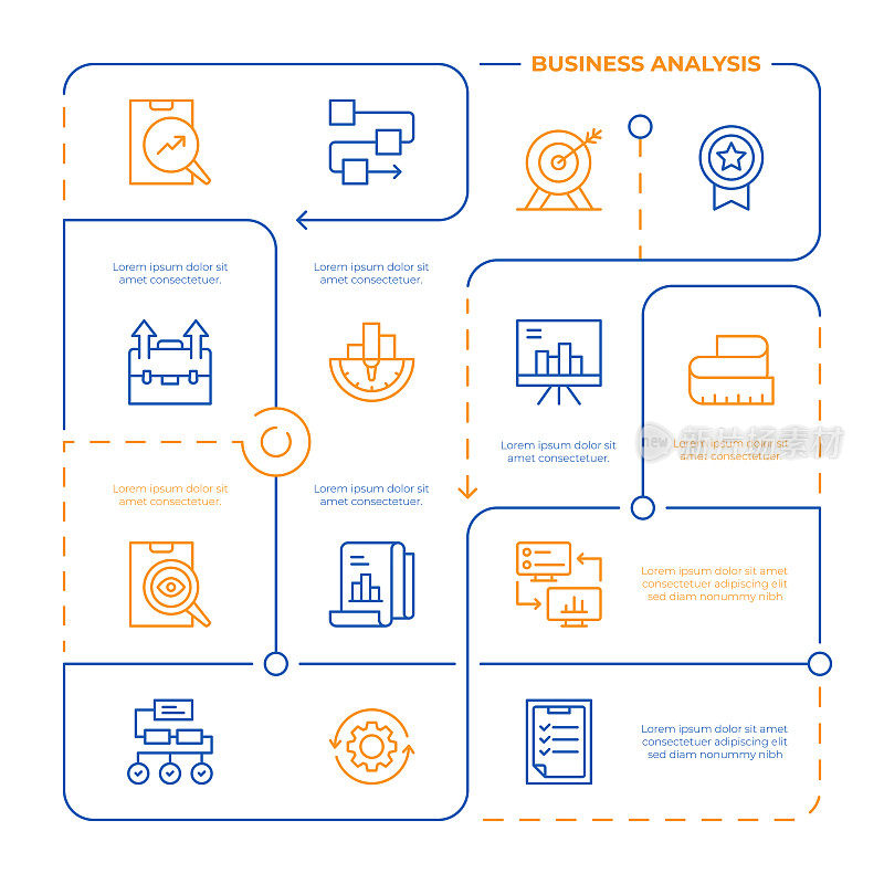 商业分析矢量线插图的信息图形设计模板