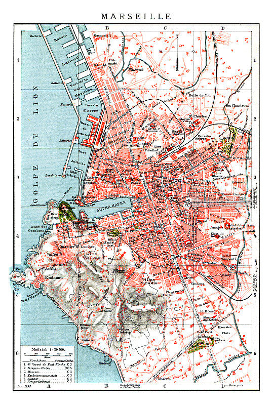 1896年法国马赛古地图