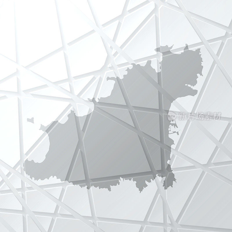根西岛地图与网状网络的白色背景