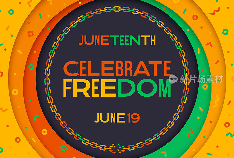 六月庆祝自由圈背景框架