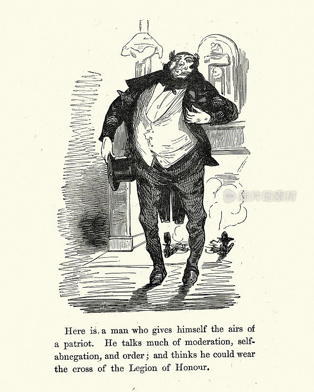 19世纪60年代维多利亚时代，古斯塔夫・多雷对这位伟大爱国者的讽刺画
