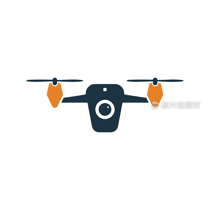 航拍、飞机、无人机图标。字形样式向量EPS。