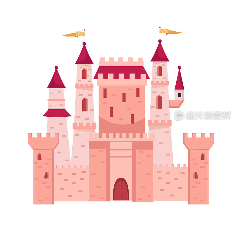 神奇的童话城堡。矢量图