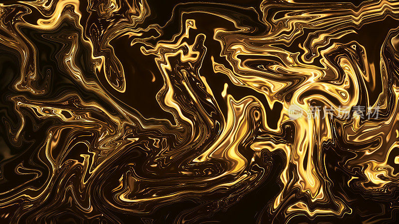 金色液体，大理石和大理石的质感