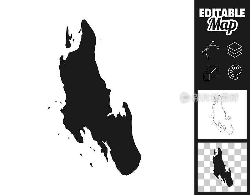 设计用的桑给巴尔地图。轻松地编辑