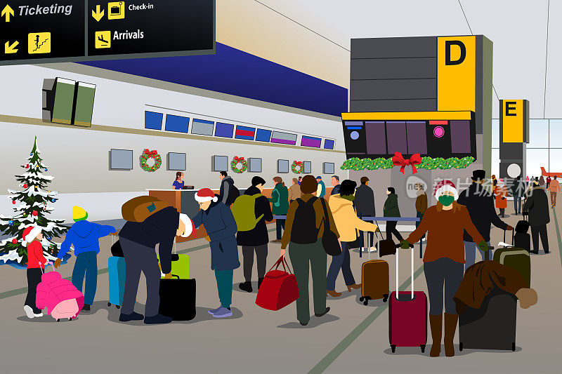 机场场景在假期旅行矢量插图