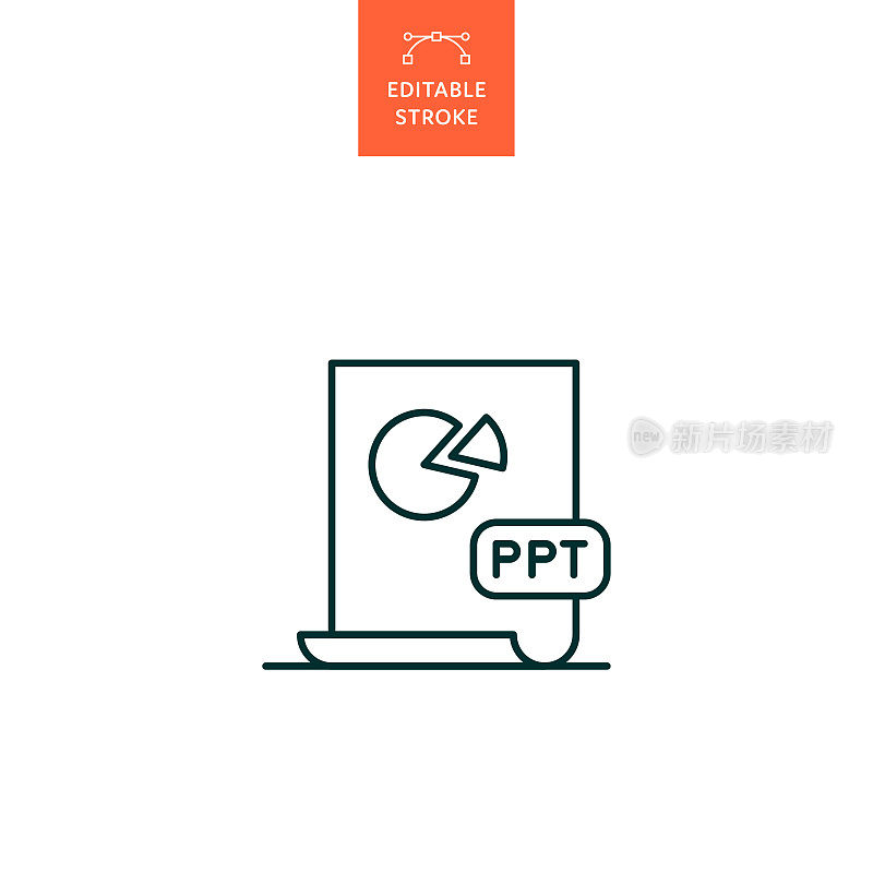 具有可编辑笔画的PPT文件行图标。Icon适用于网页设计、移动应用、UI、UX和GUI设计。
