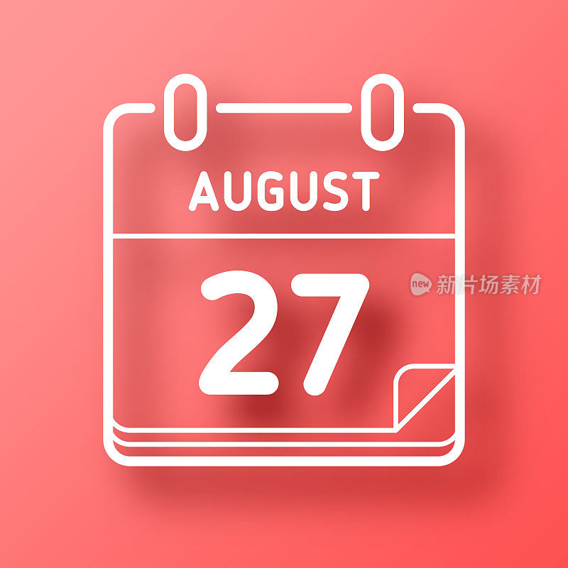 8月27日。图标在红色背景与阴影