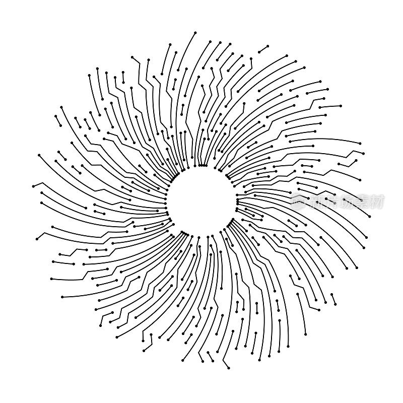 圆形径向线路板上的线形呈漩涡状