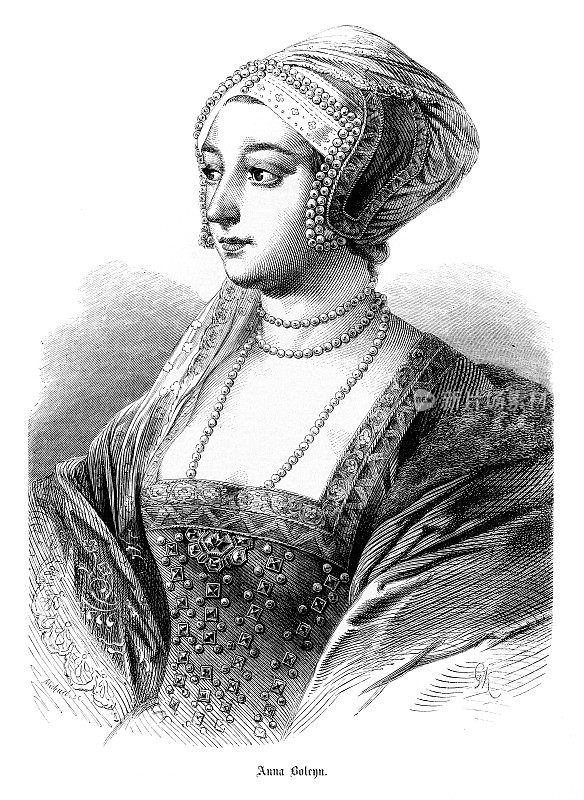 安妮・博林――1533年至1536年的英国女王，1868年雕刻