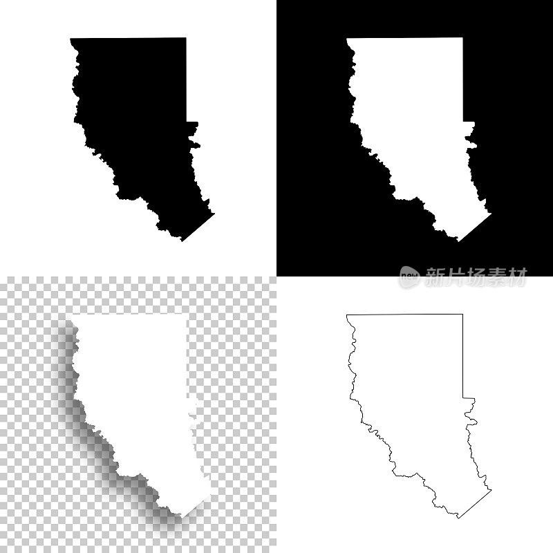 切罗基县，德克萨斯州。设计地图。空白，白色和黑色背景