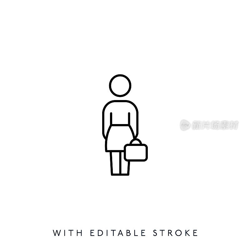 女商人线条图标可编辑笔触