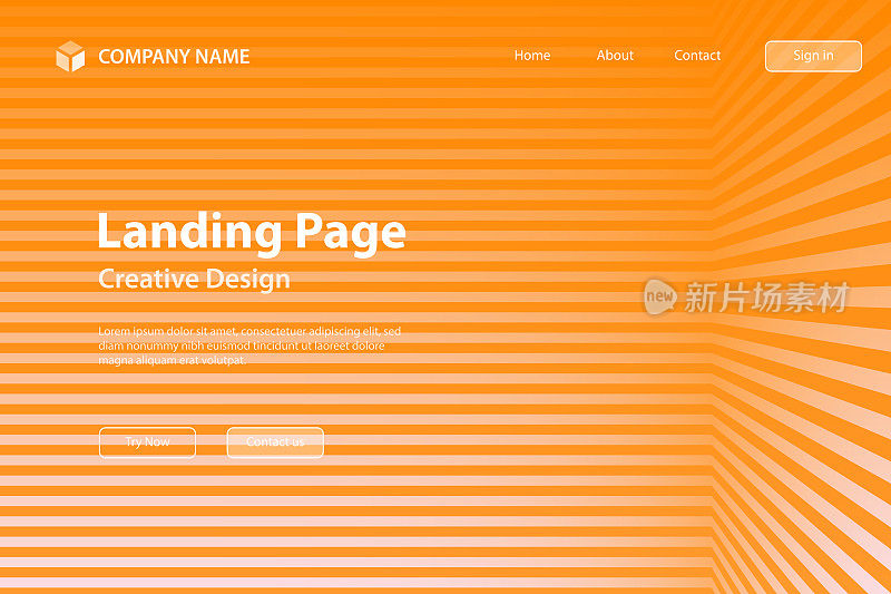 登陆页面模板-抽象条纹背景-时髦的橙色梯度