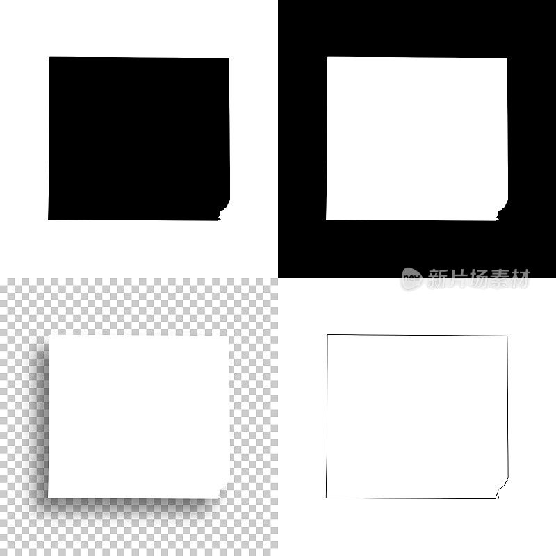 密歇根卡斯县。设计地图。空白，白色和黑色背景