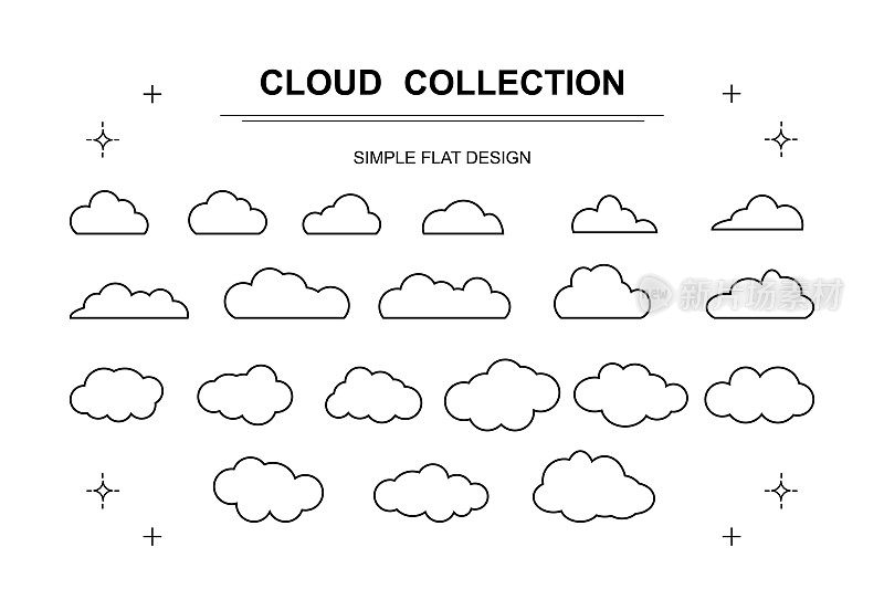 线艺术云的矢量插图