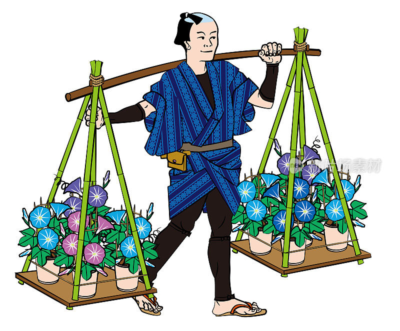 日本的历史。市民。牵牛花。花店