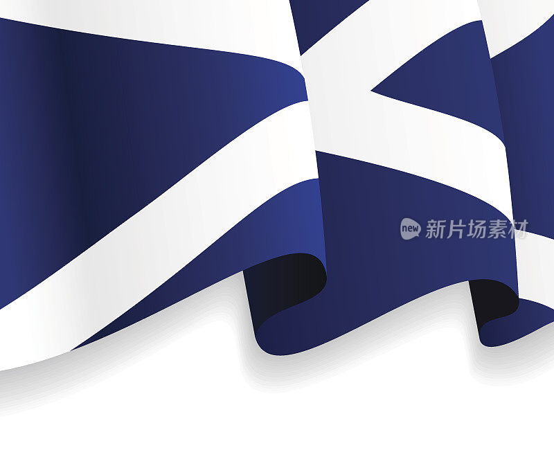 背景是飘扬的苏格兰国旗。向量