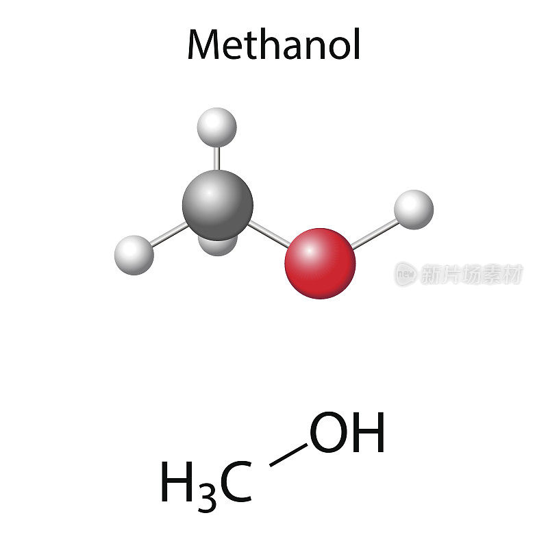 甲醇分子的结构化学式和模型