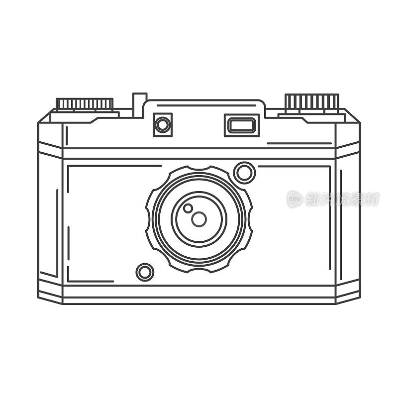 复古的胶片相机。带镜头的现代数码相机。网站的图标。专业的录像和摄影设备。