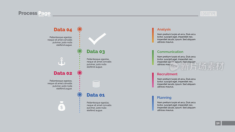 四步骤工作流程幻灯片模板