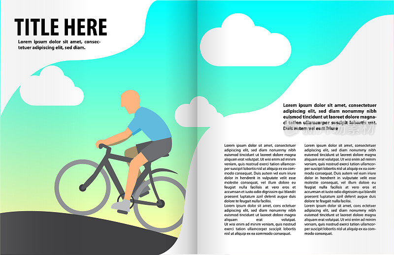 自行车书或杂志插图模板。