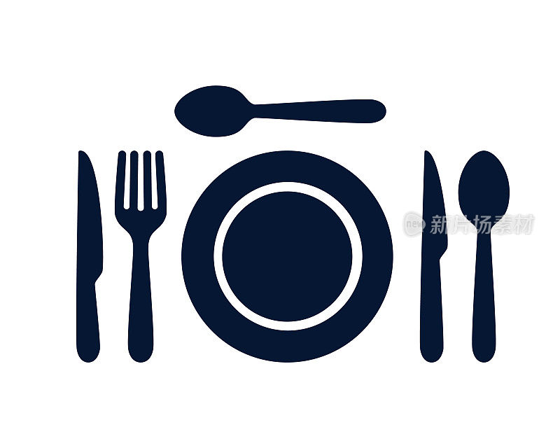 餐桌上的刀叉餐具，表明用餐者或食物的载体