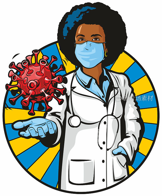 女黑人医生持有病毒细菌
