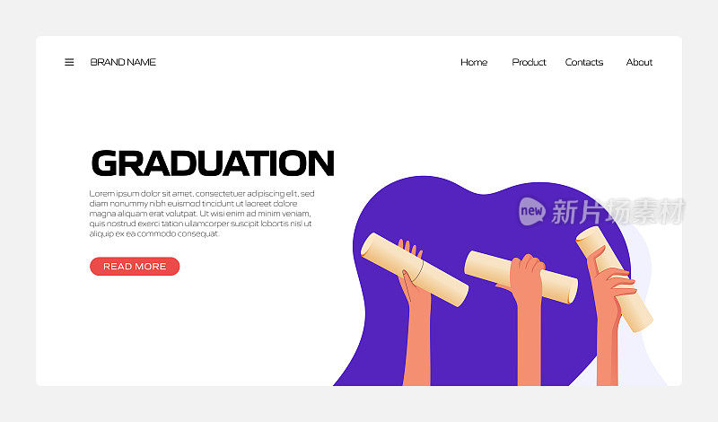 登陆页模板、网站横幅、广告及营销材料、在线广告、商业演示等毕业相关矢量插图。