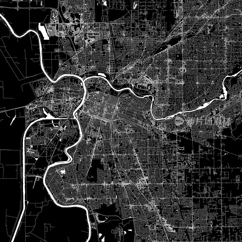 萨克拉门托，加利福尼亚美国矢量地图