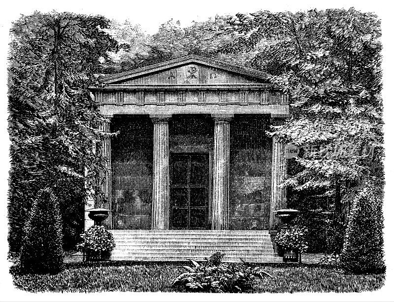 夏洛滕堡城堡花园中的陵墓。最初为普鲁士路易丝女王于1810年建造