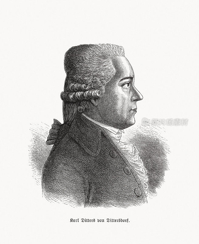 卡尔・迪特兹・冯・迪特兹多夫(1739-1799)，奥地利作曲家，木版画，1893年出版