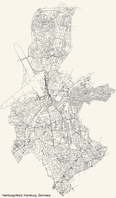 德国汉堡的汉堡北区(bezirk)街道道路图