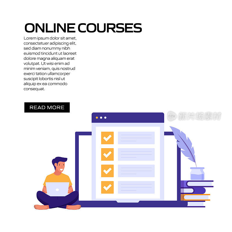 网络课程概念矢量插图网站横幅，广告和营销材料，在线广告，商业演示等。