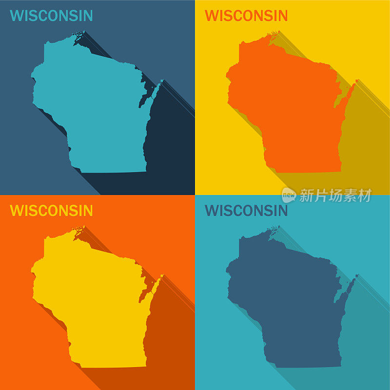 威斯康星平面地图可在四种颜色