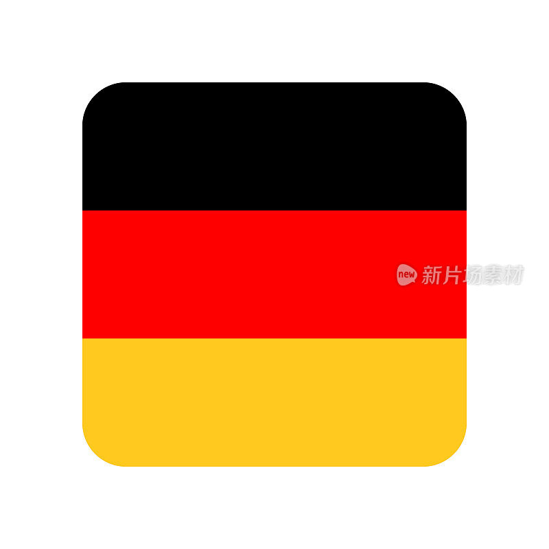 德国国旗图标矢量插图-正方形