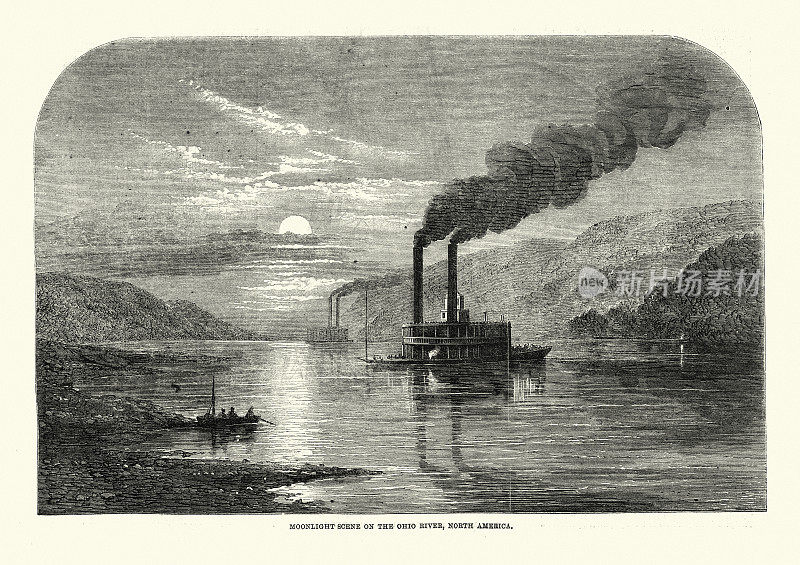 19世纪60年代，美国俄亥俄河上的河船