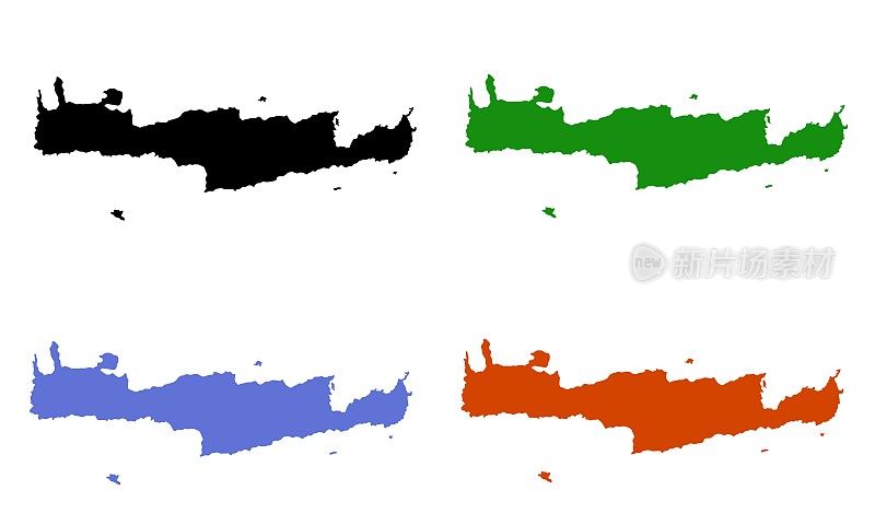 希腊克里特岛地图的剪影