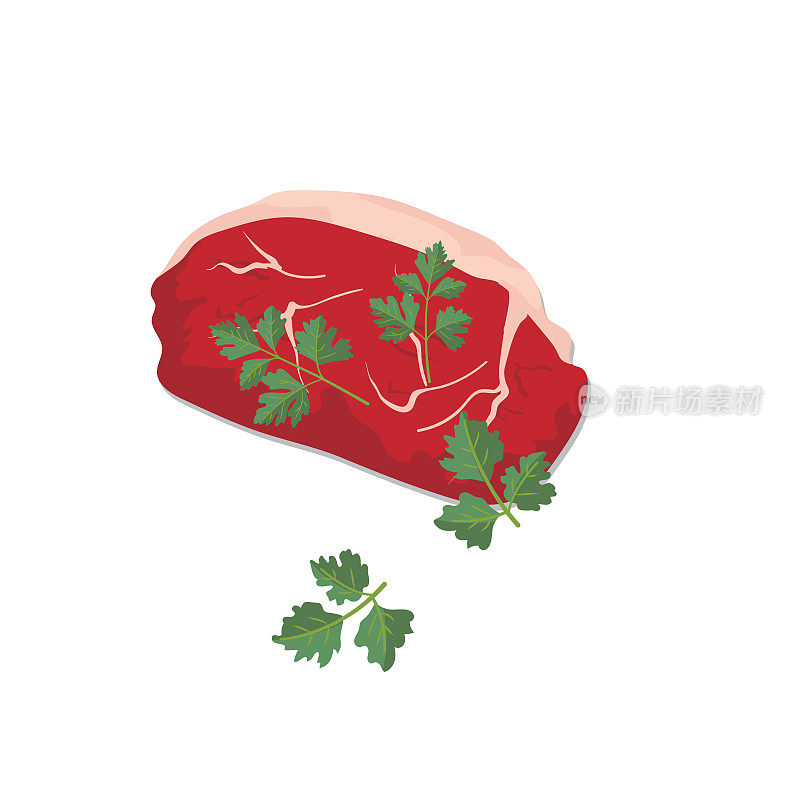 简单的肉类插图上的白色背景