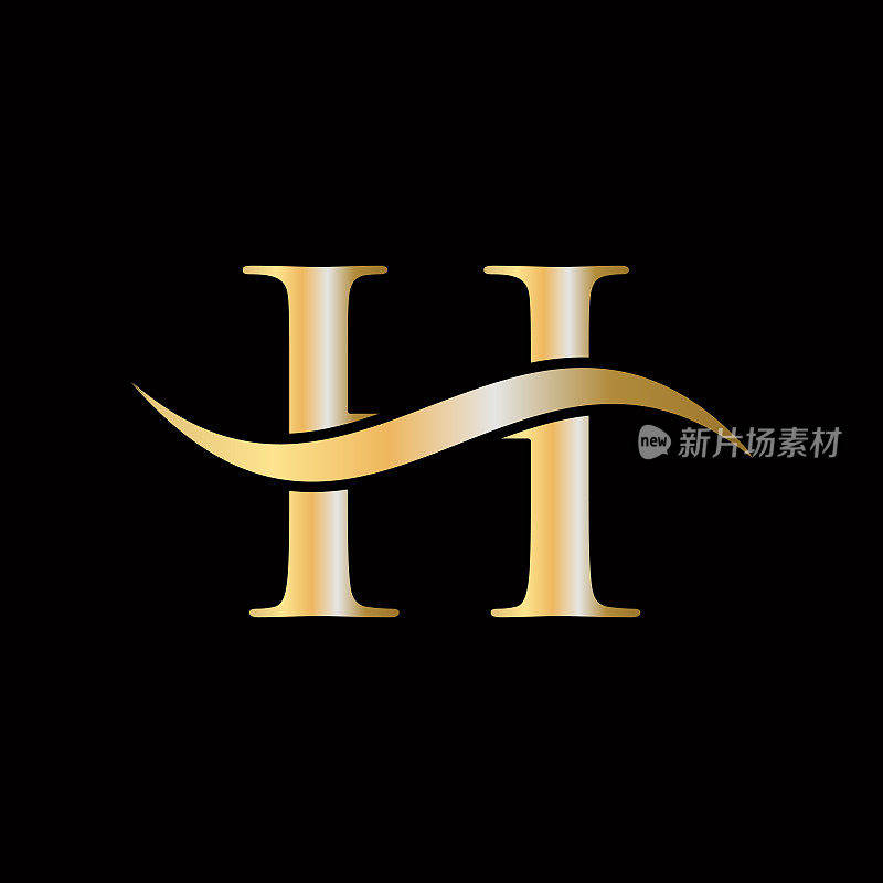 初始抽象H标志矢量模板。字母H标志设计模板元素。H字母Logo设计