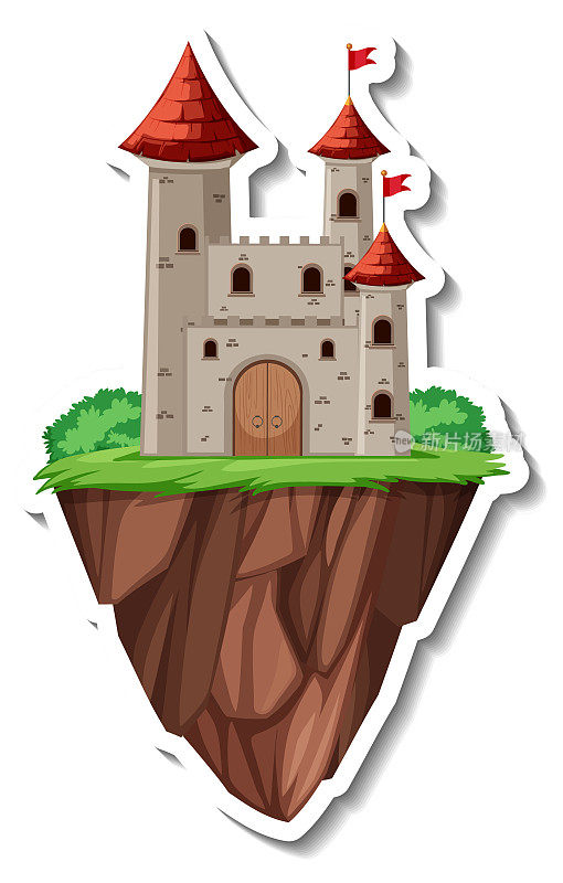 石头城堡和堡垒的卡通贴纸