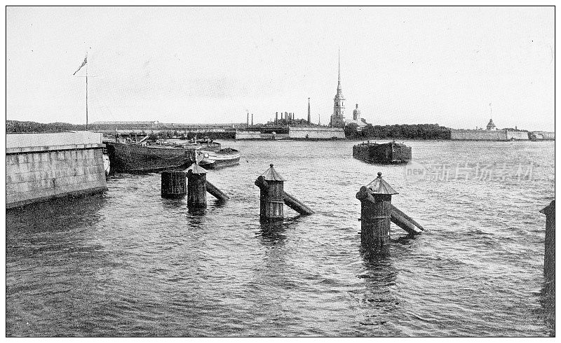圣彼得堡的古董旅行照片:涅瓦河
