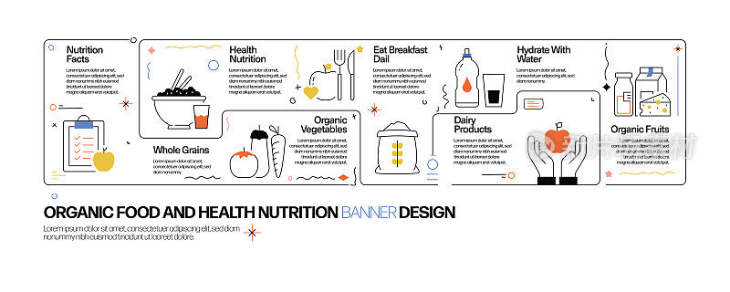 有机食品概念，线风格矢量插图