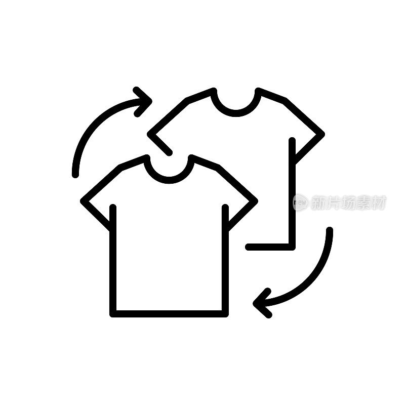玩家替换线图标。线性风格的标志用于移动概念和网页设计。足球衬衫和箭头轮廓矢量图标。符号,符号说明。矢量图形