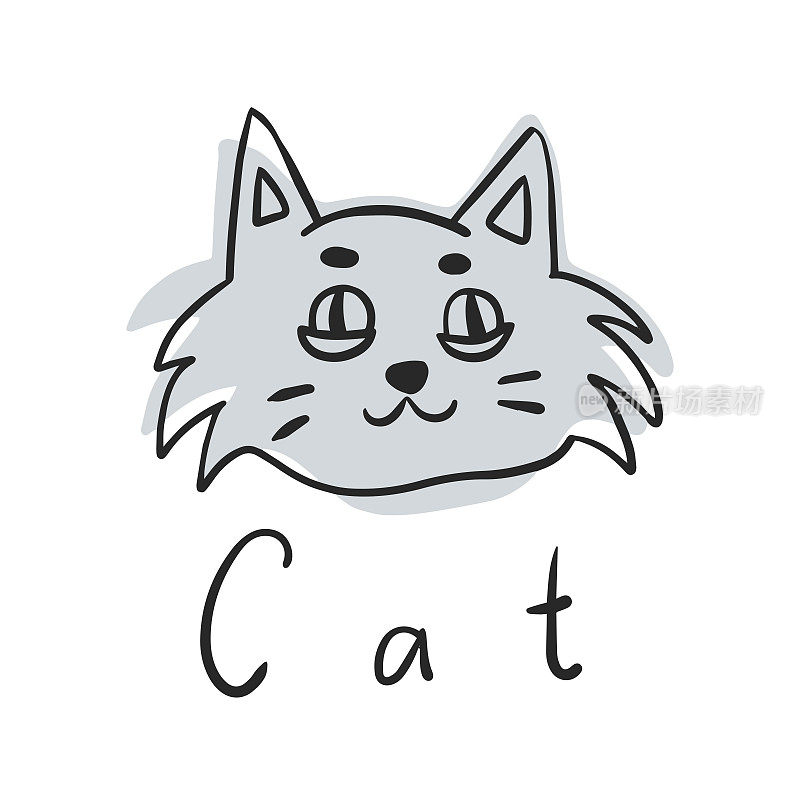 向量有趣的猫插图与字母