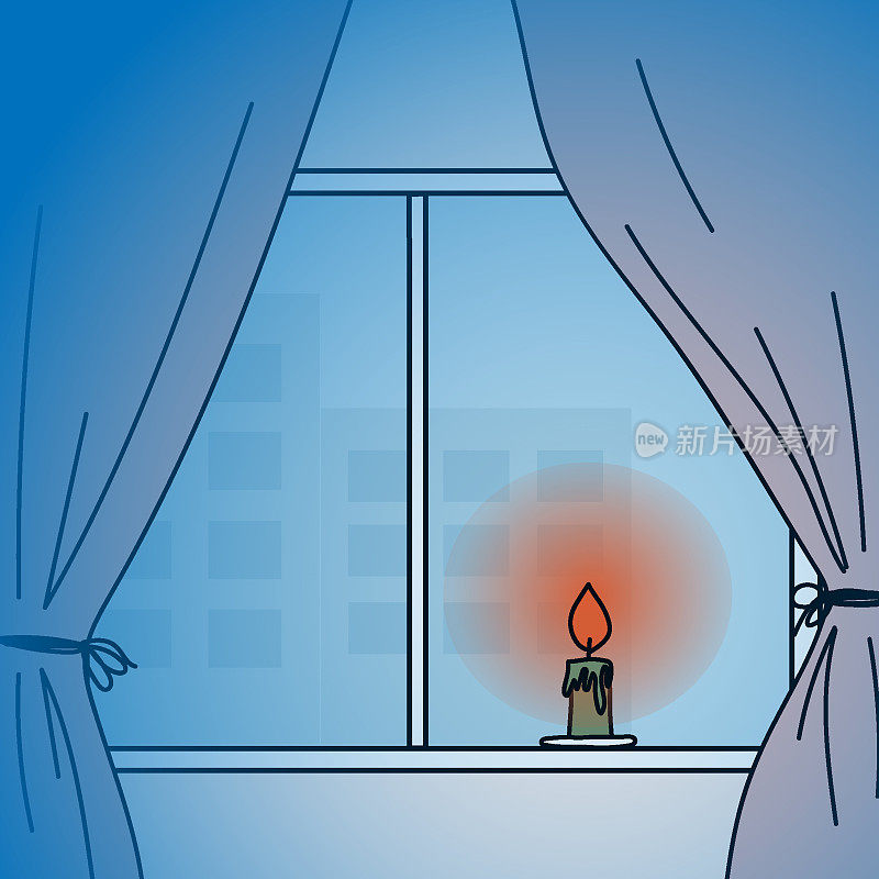蜡烛在窗台上，停电乌克兰